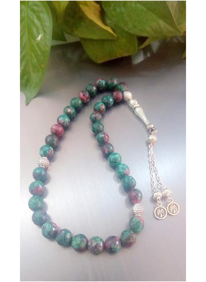 Generic Elegant Handmade Natural Ruby Zosite 33 Beads Rosary  - Image 2