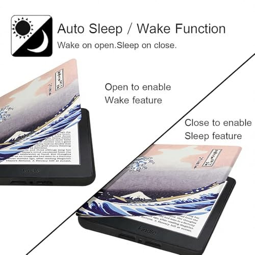 MOCA Case for Kindle Paperwhite 12th Gen 7" (2024) & Kindle Colorsoft 7" (2025), Slim PU Leather Cover with Auto Wake/Sleep, Magnetic Closure, Lightweight (Wave) - Image 2
