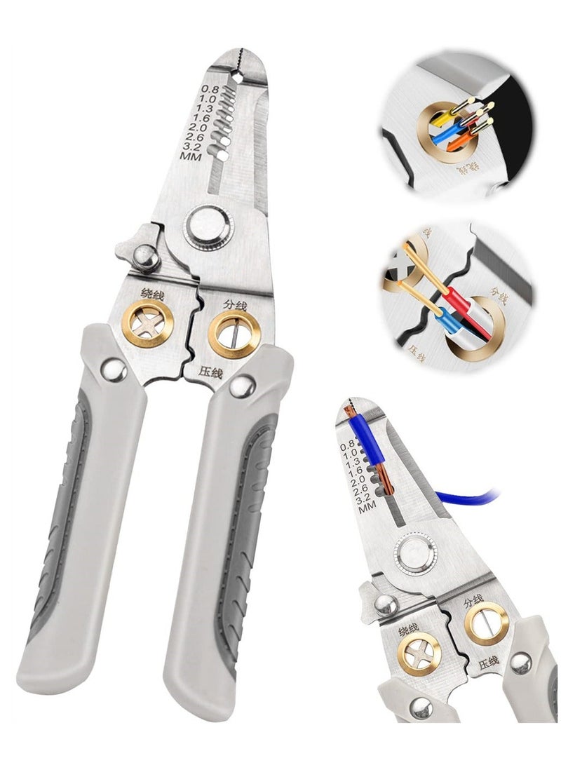 Multifunction Wire Stripper, 6 in 1 Special Wire Stripper Tool for Electrician, Stainless Steel Wire Stripper, Multifunction Wire Pliers for Stripping Cutting Electric Cable Stripper Crimping  - Image 1