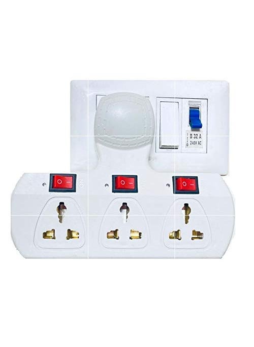 Generic Toby Multiplug/Extension Board (3+3) -3 Individual Switches with Universal sockets Multiplug 6 Amp, LED Indicators and Fuse on multiplug, (Creamy White)  - Image 4