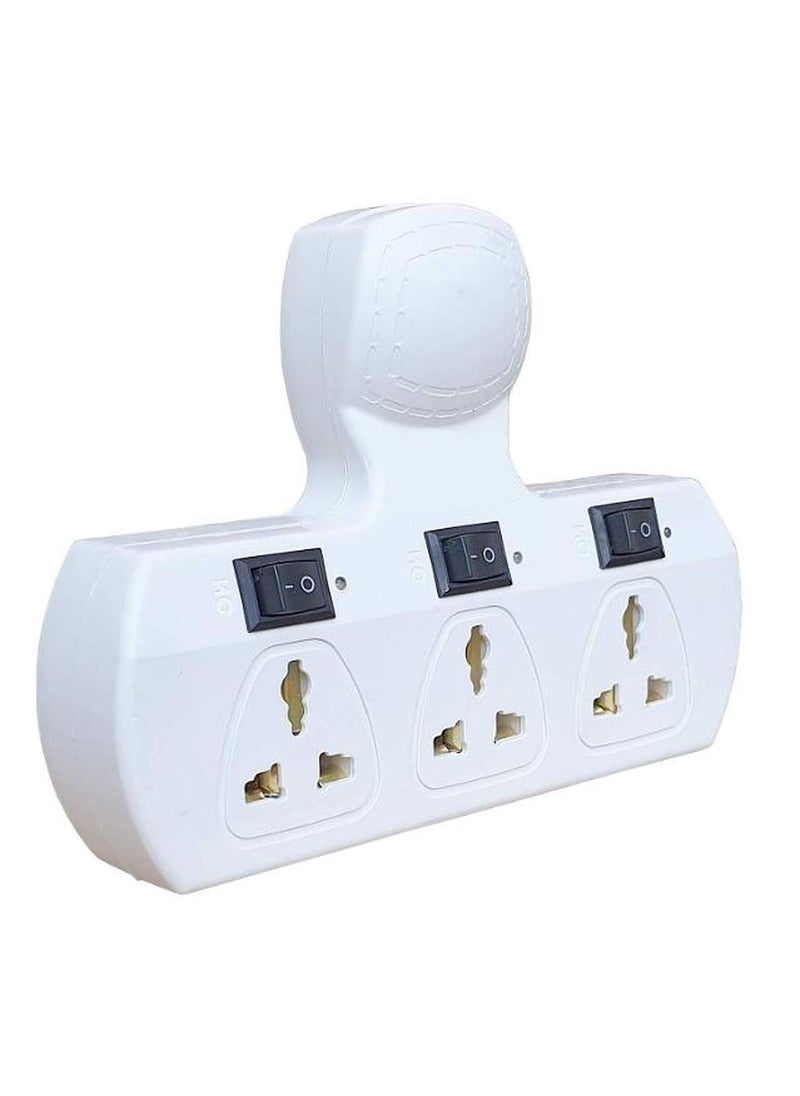 Generic Toby Multiplug/Extension Board (3+3) -3 Individual Switches with Universal sockets Multiplug 6 Amp, LED Indicators and Fuse on multiplug, (Creamy White)  - Image 2