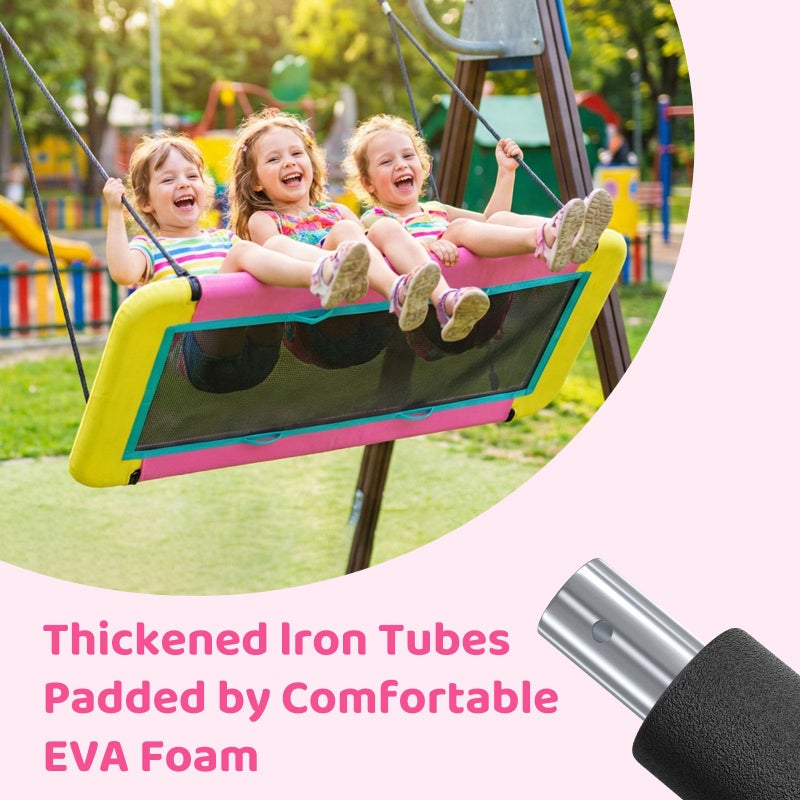 Hotjump 60'' Rectangle Platform Tree Swing for Kids and Adults, Giant Flying Swing with Adjustable Hanging Strap, Waterproof Textilene Fabric Tear & UV Resistant, Swings Set for Backyard Garden - Image 5