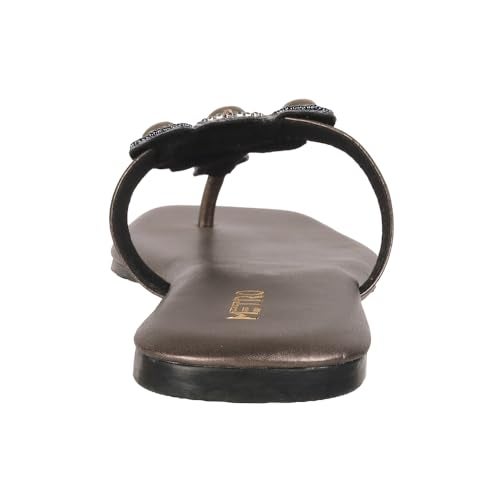 Metro Women's Gun Metal Faux Leather Embellished Occasion Thong Chappal UK/5 EU/38 (32-965) - Image 5