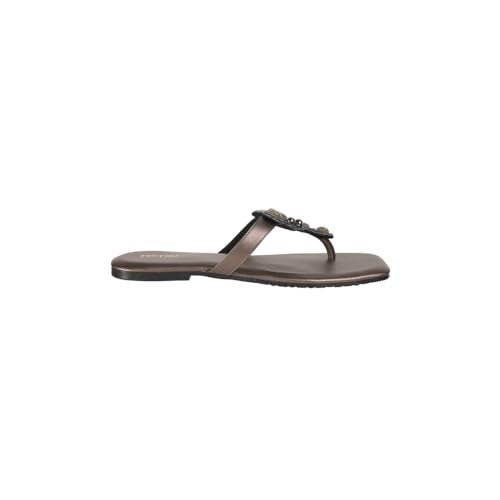 Metro Women's Gun Metal Faux Leather Embellished Occasion Thong Chappal UK/5 EU/38 (32-965) - Image 4