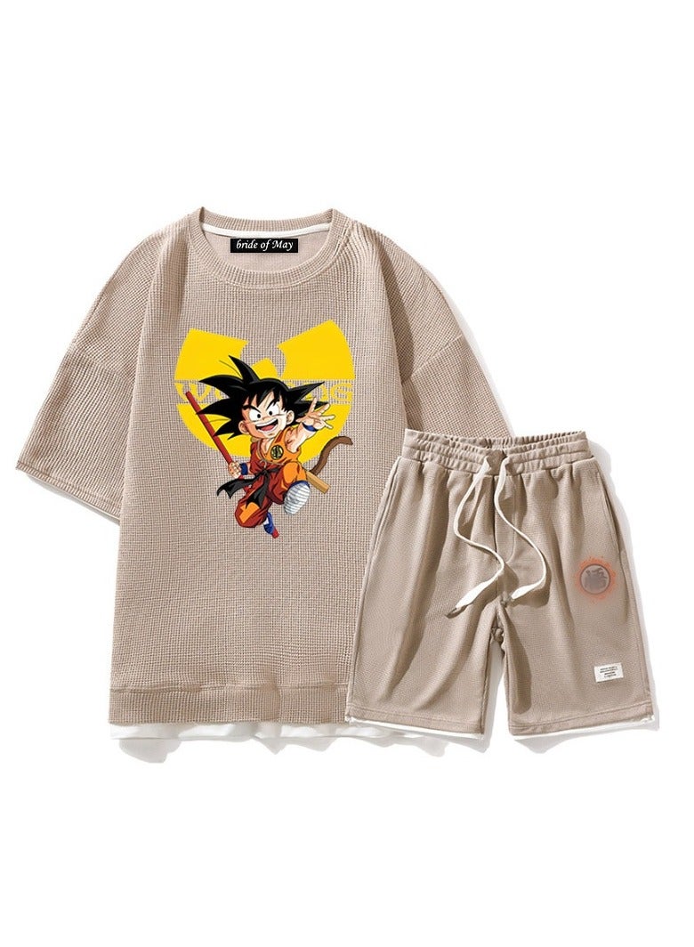 KUYING New Dragon Ball Short Sleeve Shorts Loose Two Piece Set  - Image 1