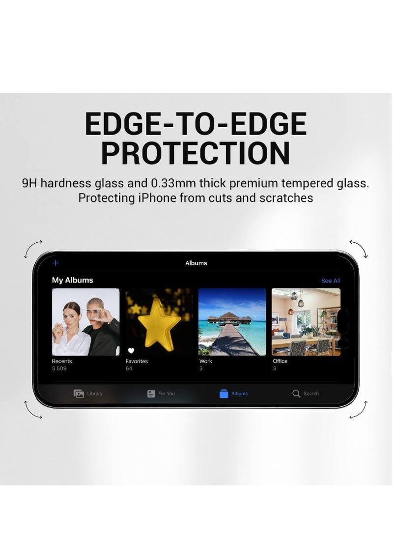 BORTONY Tempered Glass Screen Protector 14/13/13 Pro Film Full Coverage Edge to Edge Case Friendly 9D Screen Protector For Apple iPhone 14/13/13 Pro 6.1'' Clear/BLACK - Image 5