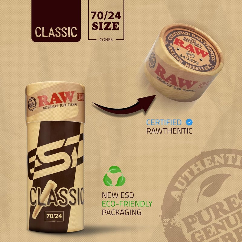 Raw Cones 70/24 Sized | 50 Pack | Tiny Sized Pre Rolled Cones 70mm in Length with a 24mm Tip - Small, Portable, for Quick Smoking Sessions - 50 Cone Pack - Image 4