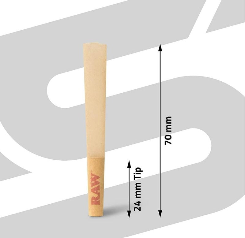 Raw Cones 70/24 Sized | 50 Pack | Tiny Sized Pre Rolled Cones 70mm in Length with a 24mm Tip - Small, Portable, for Quick Smoking Sessions - 50 Cone Pack - Image 2