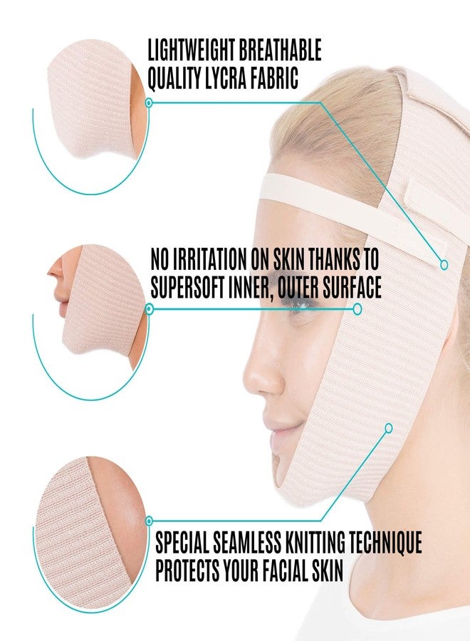invera Post Surgery Chin Compression Garment, Chin Strap Band, Face Lift Kit, Chin Lift, Face Slimmer, Jowl Tightening (Beige - Image 3