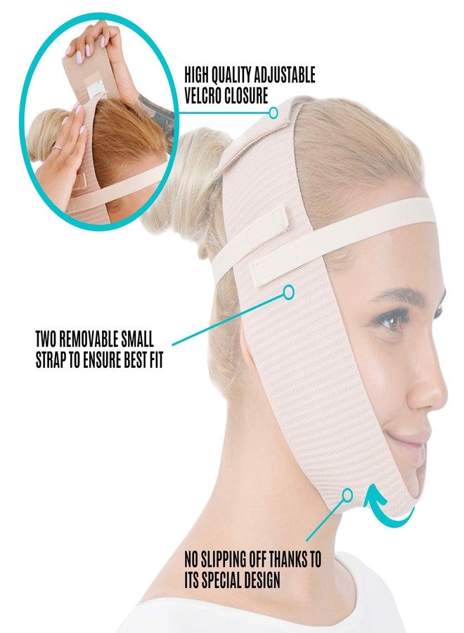 invera Post Surgery Chin Compression Garment, Chin Strap Band, Face Lift Kit, Chin Lift, Face Slimmer, Jowl Tightening (Beige - Image 5