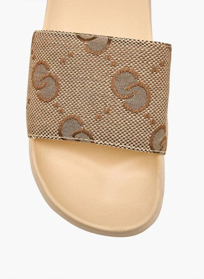 Celeste BROWN Women Monogram Embroidered Slides for Women | Best Price UAE