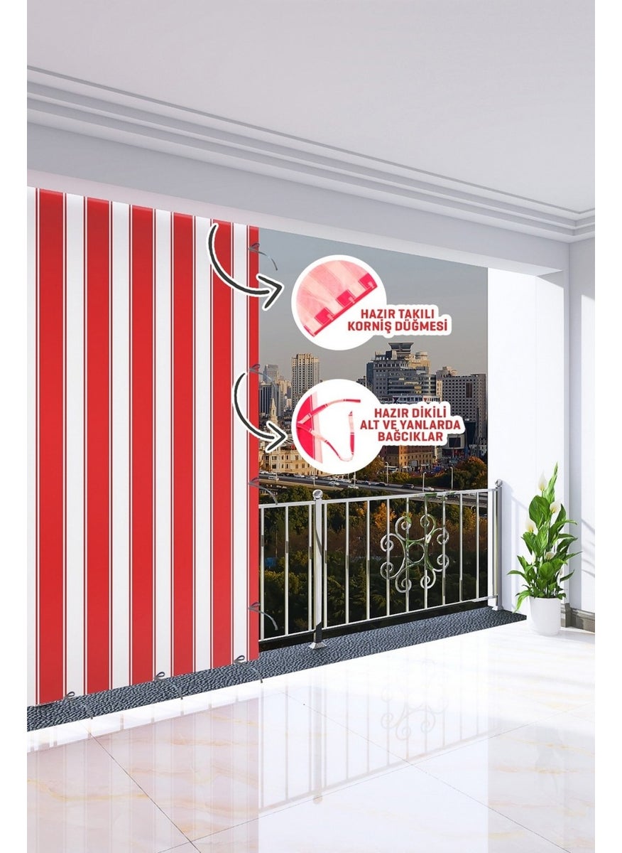 AL-CA HOME 300 x 170 cm Red Color Balcony Curtain  - Image 2