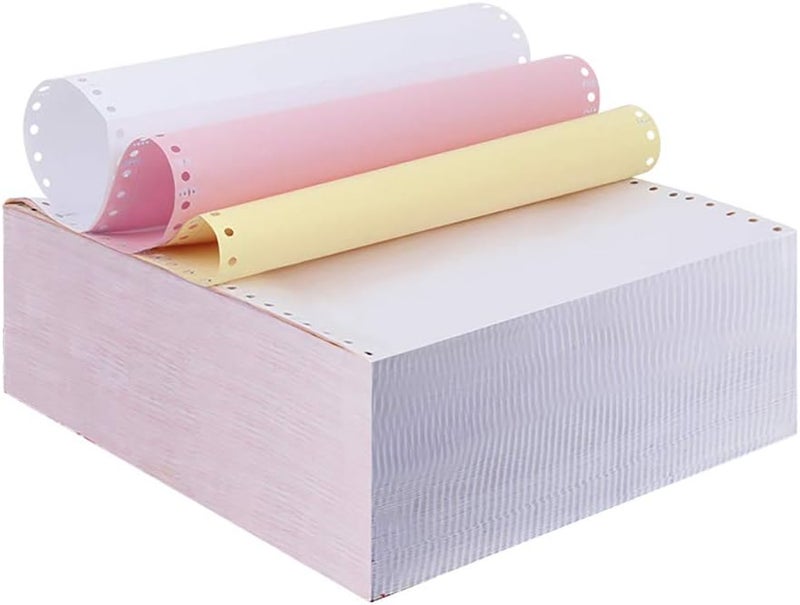 FirstZi 9-1/2 x 11 Inches Carbonless Continuous Forms Computer Paper, Printable NCR Copy Paper for Dot Matrix Printer, 3-Ply 333 Sets, White/Pink/Yellow - Image 1