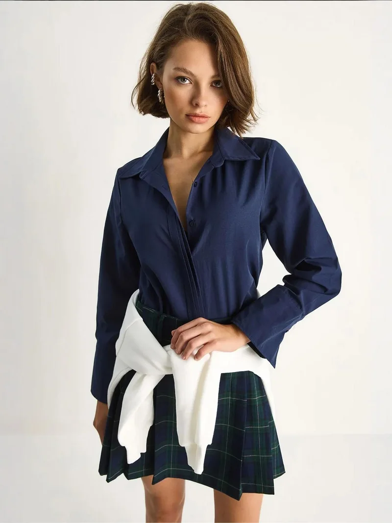 Bianco Lucci LUCCI Regular Fit Long Sleeve Button-Up Poplin Shirt