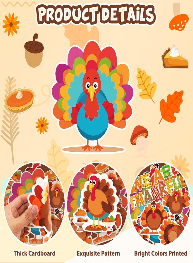 Fancy Land Thanksgiving Bulletin Board Decorations for Classroom Turkey Fall Pumpkin Cutouts Set for Autumn Harvest School Chalkboard Wall Door Decor 61Pcs - Image 3