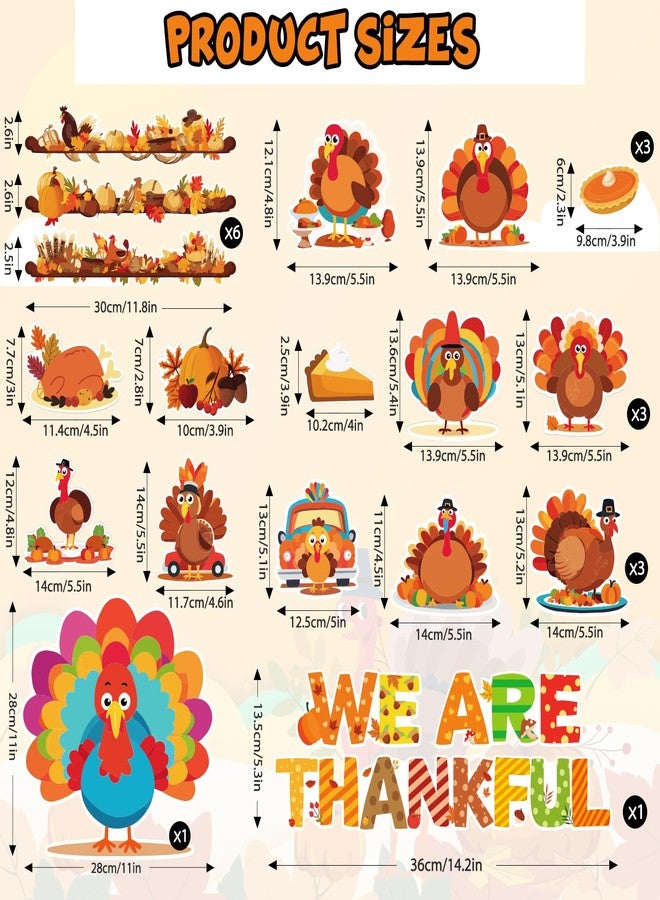 Fancy Land Thanksgiving Bulletin Board Decorations for Classroom Turkey Fall Pumpkin Cutouts Set for Autumn Harvest School Chalkboard Wall Door Decor 61Pcs - Image 2