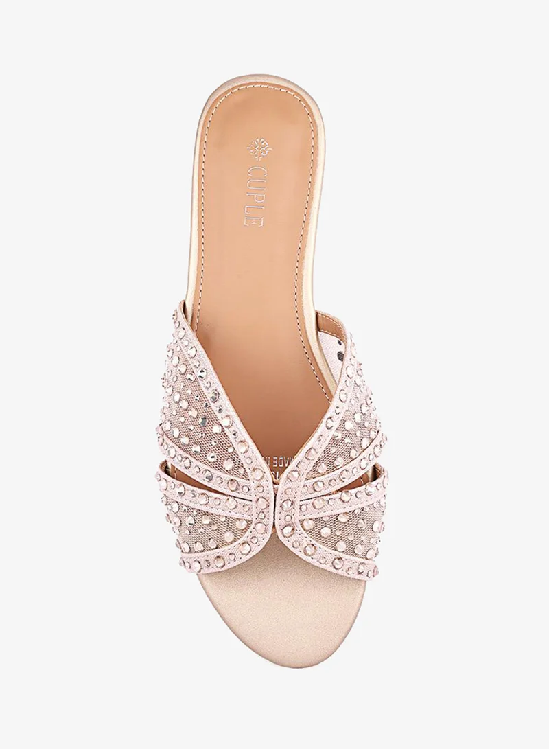 Cuple Gold Women Flat Slide Sandals for Women | Best Price UAE