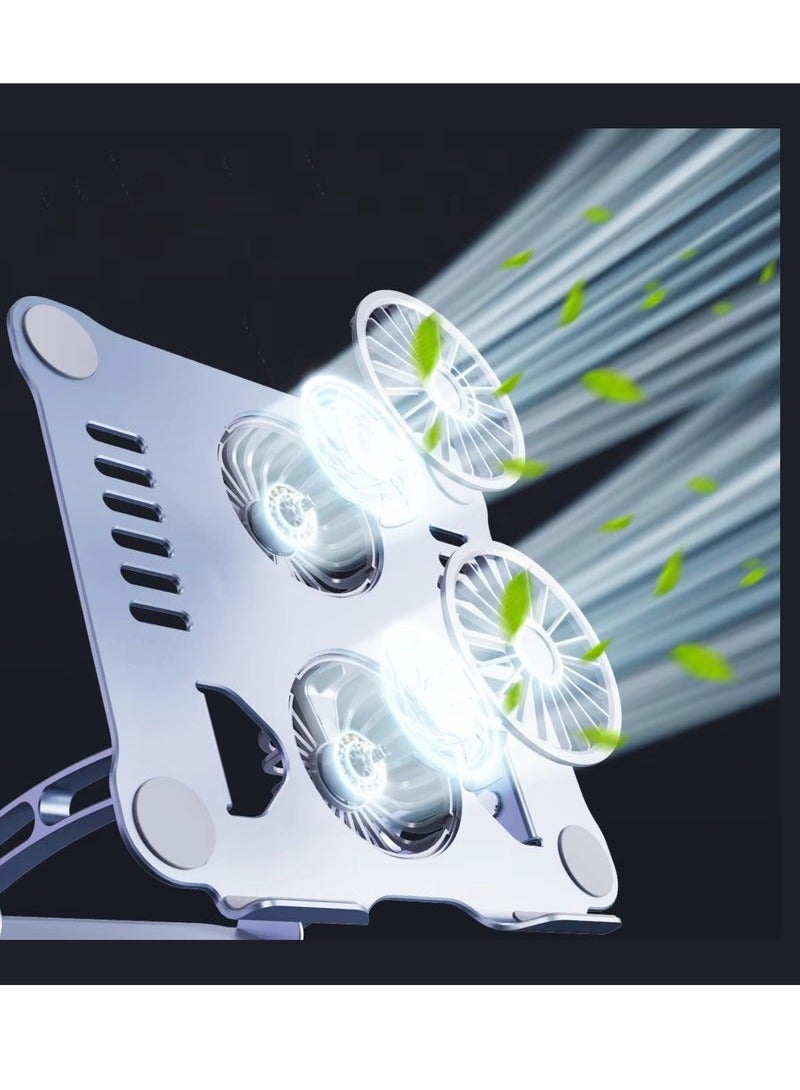 TIGER Laptop Stand V4.0 with Cooling Fans – Double Axis 180° Adjustable Angle Aluminum Notebook Stand for Desk – Ergonomic Riser Holder for 11 to 17.3 Inch Laptops – Heat Dissipation, Foldable, Anti-Slip, Durable Laptop Stand for Office, Home & Study Use – Silver - Image 5