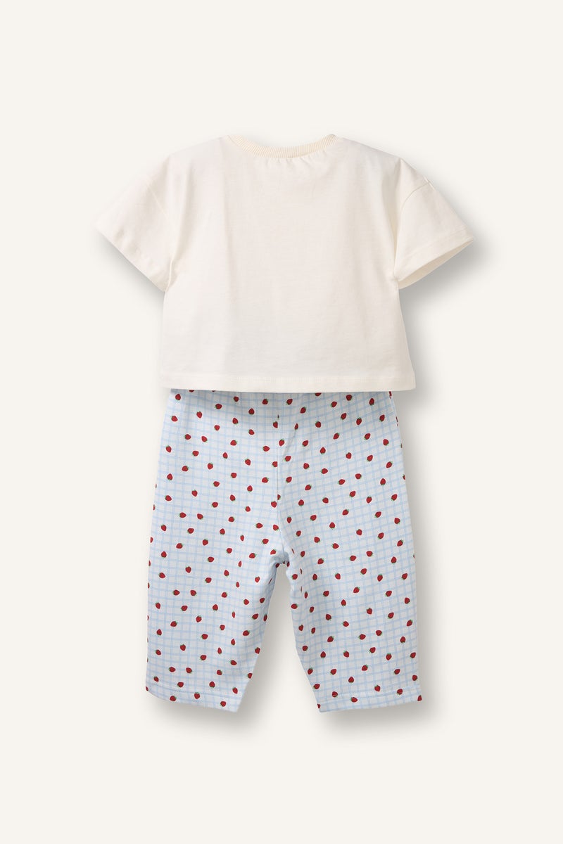 DeFacto Beige BabyGirl Baby Girl Fruit Print 2 Piece Set Casual - Image 4
