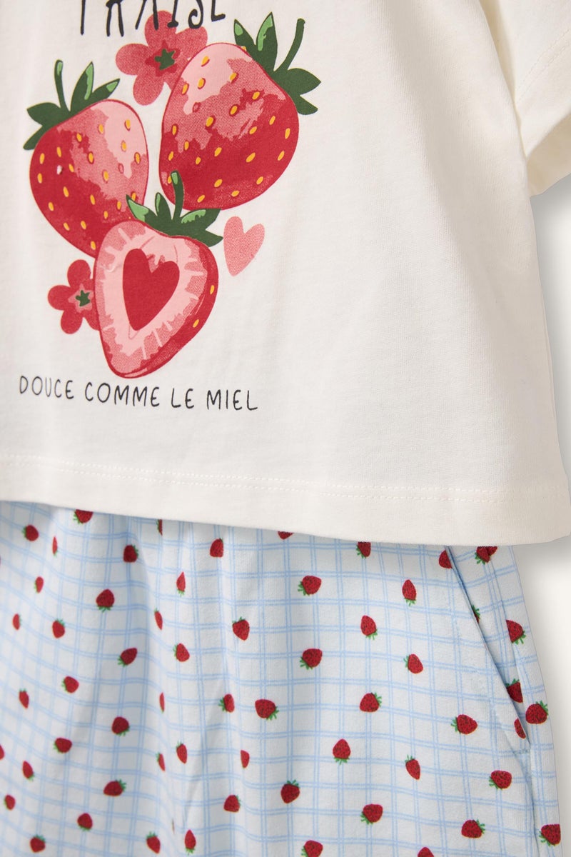 DeFacto Beige BabyGirl Baby Girl Fruit Print 2 Piece Set Casual - Image 3