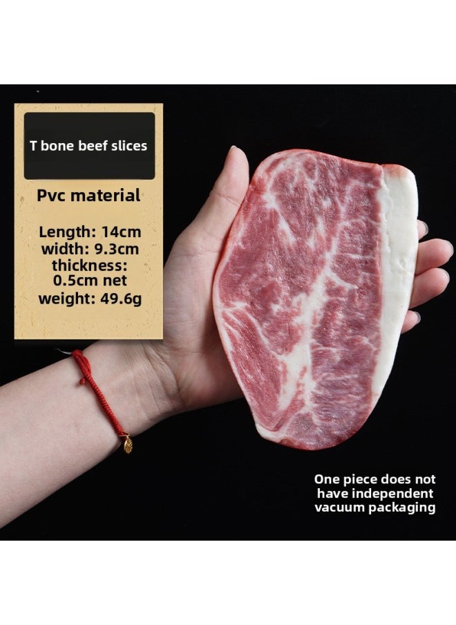Simulation Sirloin Steak Fake Beef Model And Beef Snowflake Tomahawk Cowboy Bone Roast Piece Luncheon Meat Props Ornaments-Color:Beef Slices With T Bone