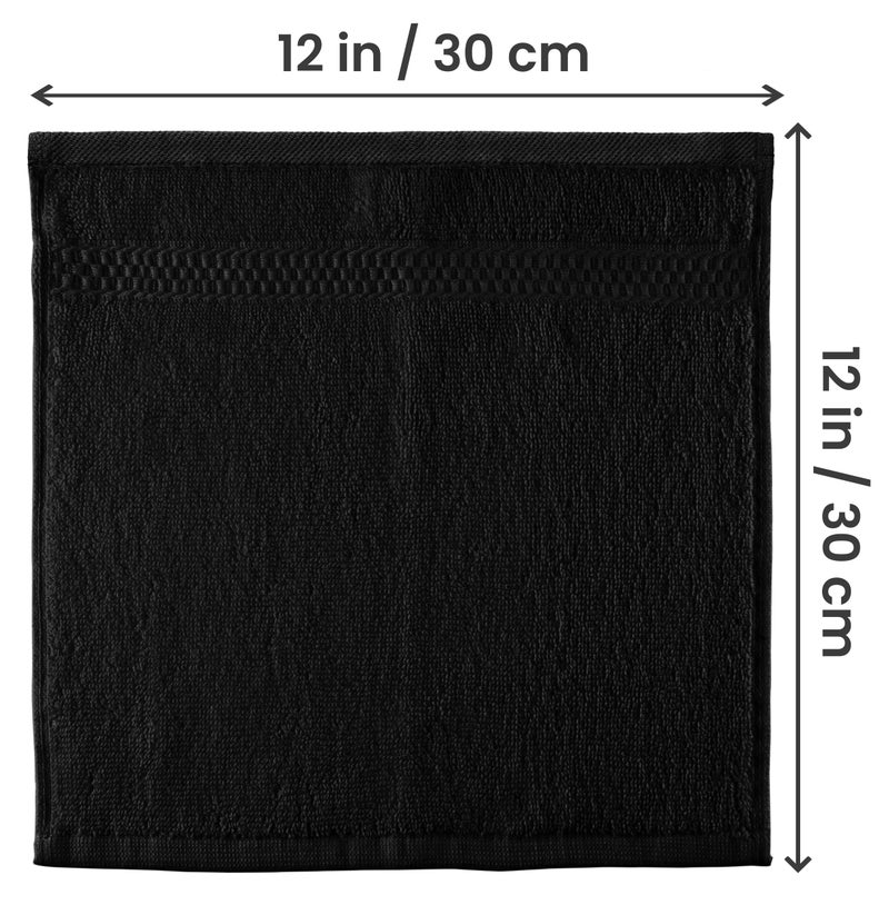 Utopia Towels 12 Pack Premium Wash Cloths Set, 12 by 12 Inches, 100% Cotton Ring Spun, Highly Absorbent and Soft Feel Essential Washcloths for Bathroom, Spa, Gym, and Face, Black - Image 2