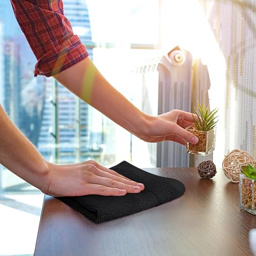 Utopia Towels 12 Pack Premium Wash Cloths Set, 12 by 12 Inches, 100% Cotton Ring Spun, Highly Absorbent and Soft Feel Essential Washcloths for Bathroom, Spa, Gym, and Face, Black - Image 5