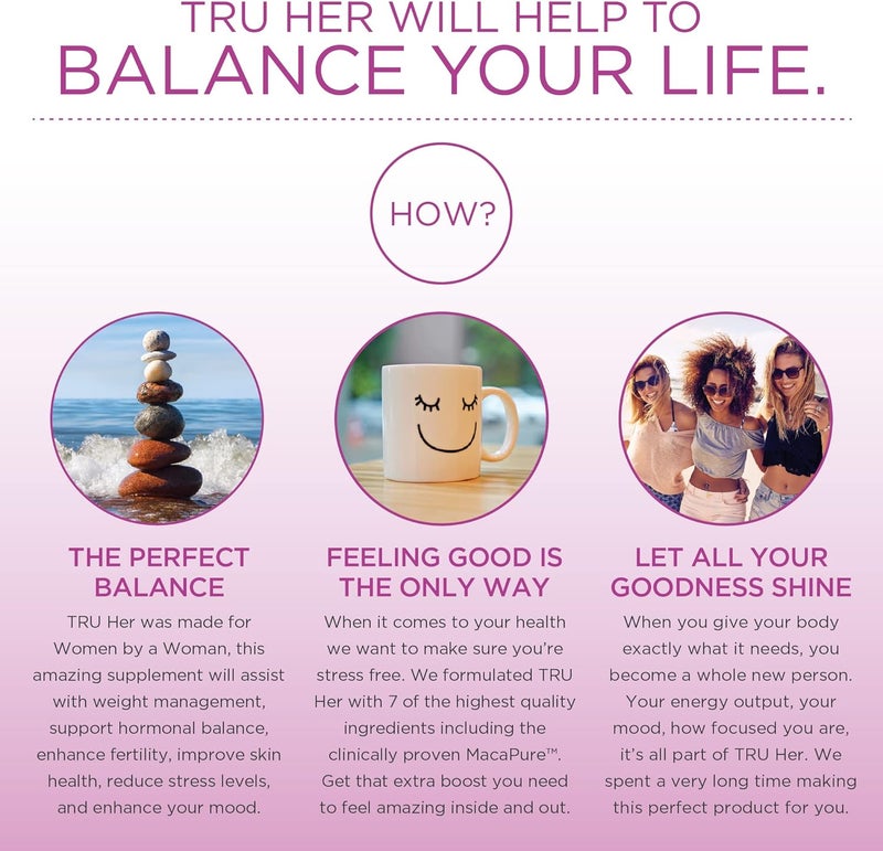 TRU Supplements HER Womens Health Supplement Complete Formula for Daily Hormone Support Gut  Skin Health Fertility  Mood Booster PMS  Digestive Support Natural Womens Formula  30 Servings - Image 4