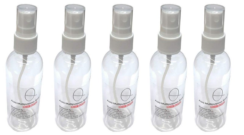 Aura Clear Transparent 100 ML Empty Spray Bottle Pocket Spray Bottle Pack Of 5 - Image 1