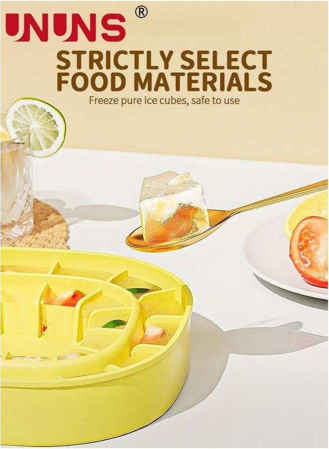 UNUNS صانع مكعبات الثلج على شكل دلو، سيليكون قابل للطي مع غطاء، حاوية قابلة للتمدد لتبريد القهوة والكوكا كولا صفراء - Image 3