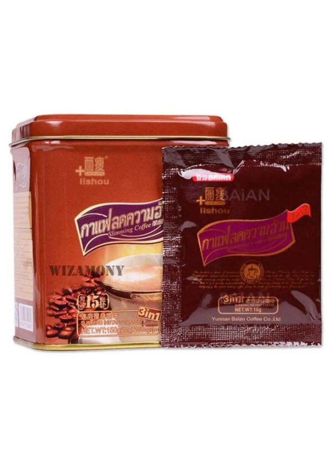 Instant coffee for weight loss, net weight 150 grams (10 grams in 15 sachets) 3 in 1