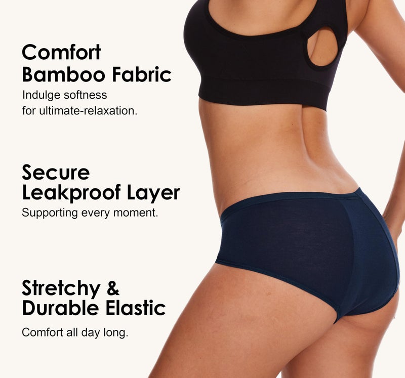 YESWEL Period Underwear For Women, Leak-Proof Hipster, Brief, Heavy Flow, 3 Pack (Medium, Multicolor01) - Image 5
