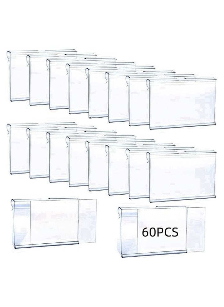 Generic 60Pcs Clear Plastic Label Holders, Retail Price Label Holder, Clip on Label Holders, Merchandise Sign Display Holder for Supermarket Shop, Labels for Storage Bins (8x4.2cm)  - Image 1