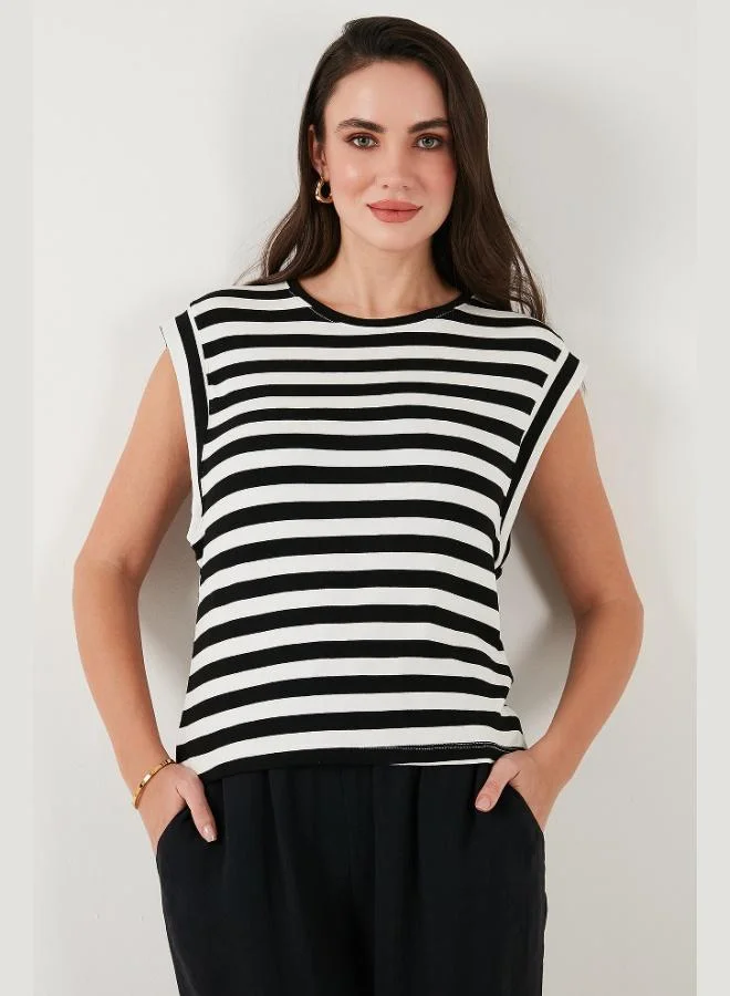 Lela Lela Striped Oversize Fit Crew Neck T Shirt Women's T SHIRT 5866103