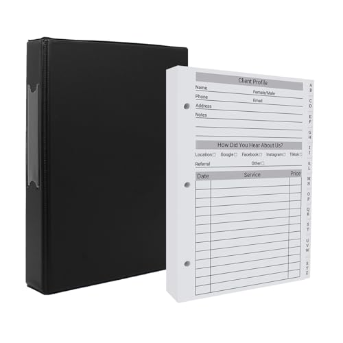 suituts Client Record Book, Hair Stylist Client Profile Book-Binder and Client Record Cards for Salons, Hair Stylist, Nail, Small Business(100 Sheets Profile Cards, 5.5" X 8.5") - Image 1