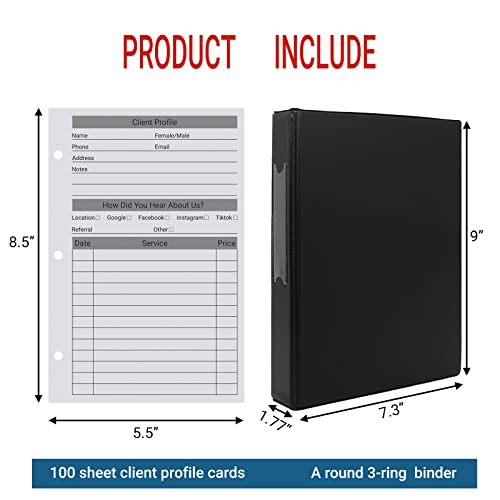 suituts Client Record Book, Hair Stylist Client Profile Book-Binder and Client Record Cards for Salons, Hair Stylist, Nail, Small Business(100 Sheets Profile Cards, 5.5" X 8.5") - Image 2