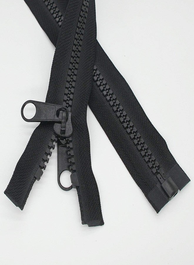 Leekayer 1PCS #10 96 Inch Heavy Duty Zippers for Sewing Separating Large Plastic Zippers Black Tape with Double Pull Tab Slider, Sleeping Bag, Boat, Canvas, Cover, Trampoline, Dog Bed,Tent (96" 1pcs) - Image 1