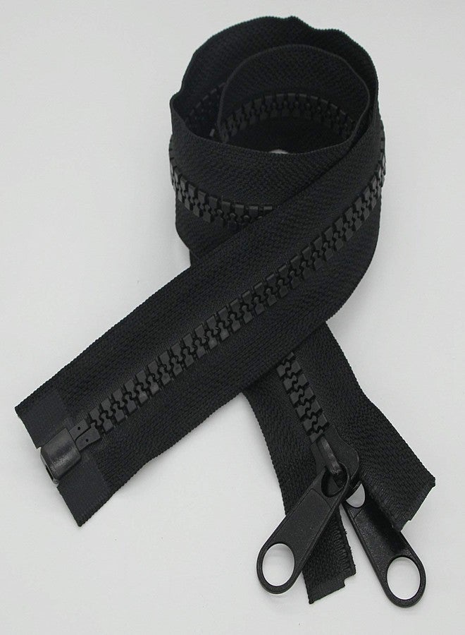 Leekayer 1PCS #10 96 Inch Heavy Duty Zippers for Sewing Separating Large Plastic Zippers Black Tape with Double Pull Tab Slider, Sleeping Bag, Boat, Canvas, Cover, Trampoline, Dog Bed,Tent (96" 1pcs) - Image 5