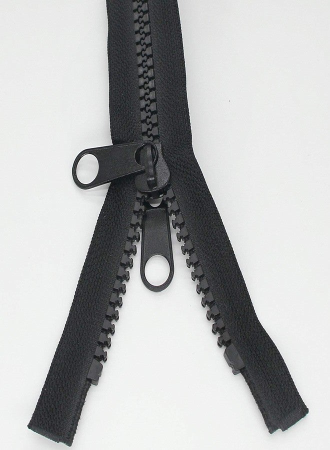 Leekayer 1PCS #10 96 Inch Heavy Duty Zippers for Sewing Separating Large Plastic Zippers Black Tape with Double Pull Tab Slider, Sleeping Bag, Boat, Canvas, Cover, Trampoline, Dog Bed,Tent (96" 1pcs) - Image 2