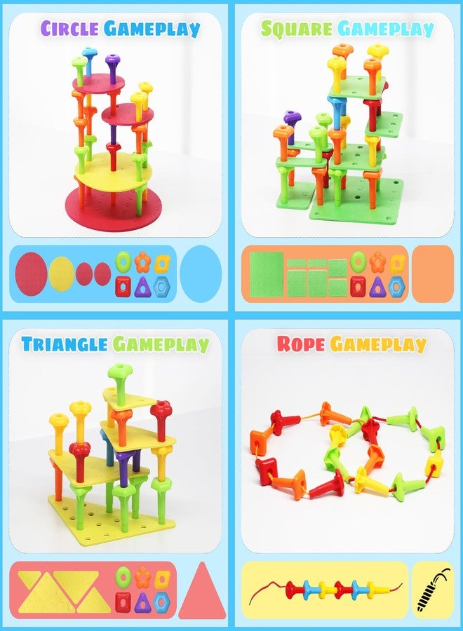 Ggiibro Peg Board Set STEM Toys for Toddlers Ages 3-6 | Montessori Sensory Stacking & Lacing Kit with Thick/Thin Foam Boards & Strings | Preschool Learning Toys for Fine Motor Skills Development - Image 5