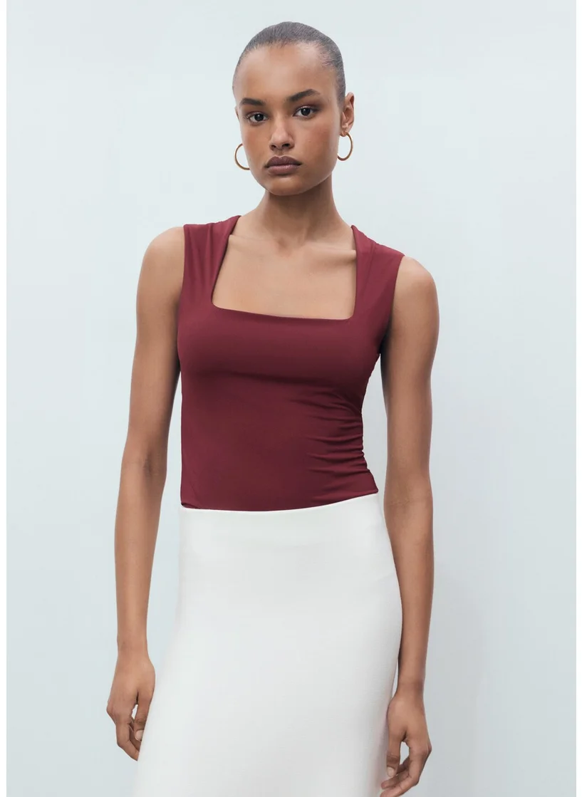 MANGO Wide Strap Fitted Top