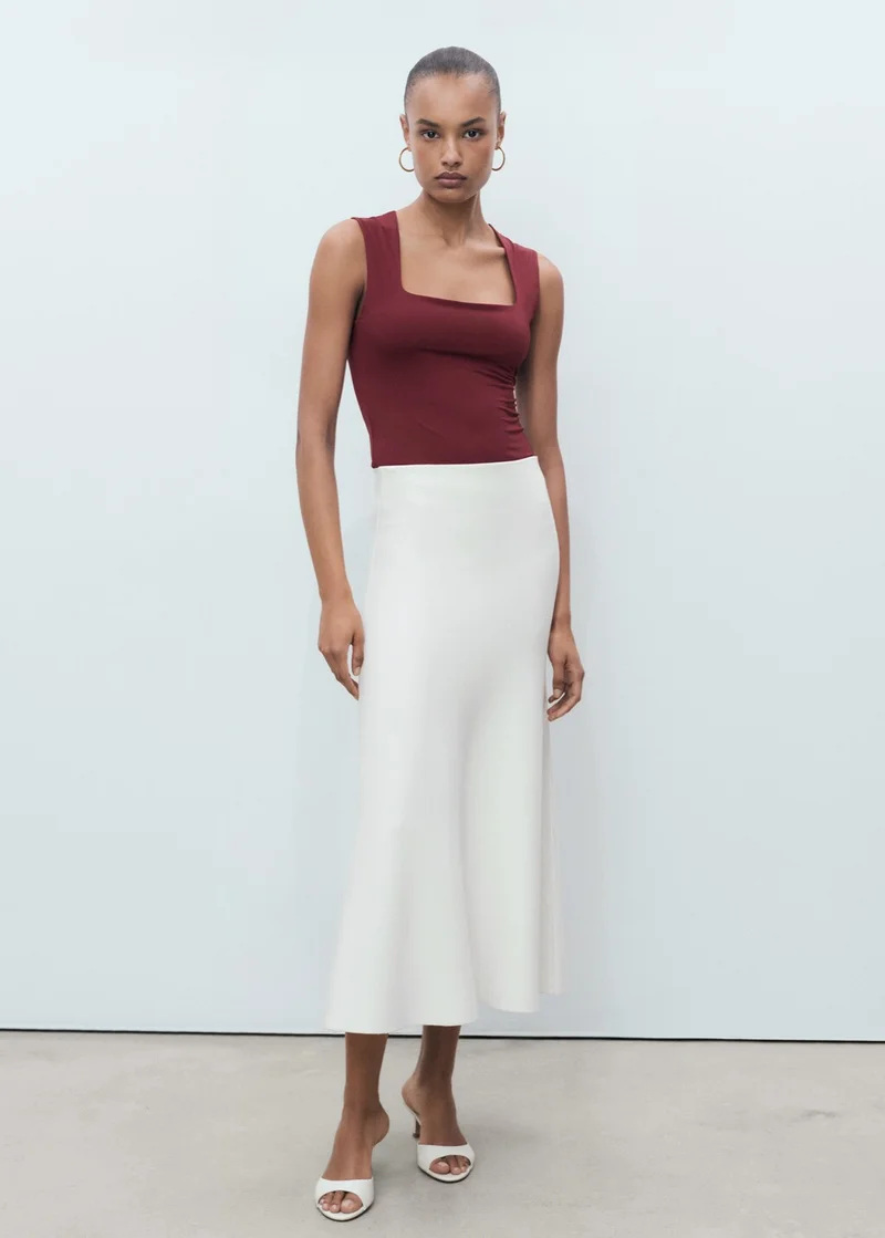 MANGO Wide Strap Fitted Top