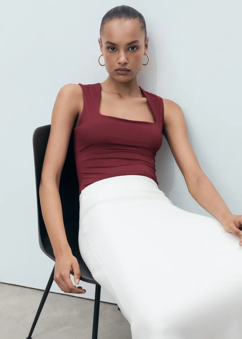 MANGO Wide Strap Fitted Top