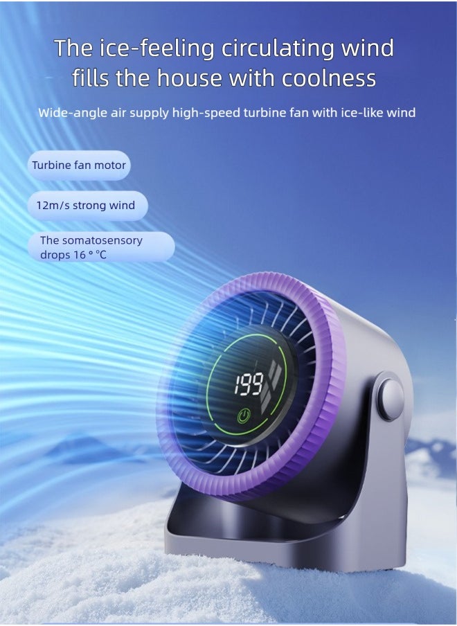 Generic Portable Desk Fan with Smart LED Display, Small Personal USB Desk Fan,199 Speed Levels Table Fan with 6000mAh Battery, Strong Wind Cooling Fan, Quiet Operation Desktop Fan, For Home Office Car Outdoor Travel (Black)  - Image 4