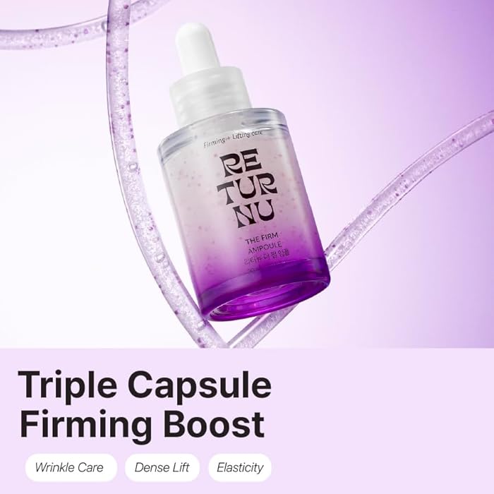 RETURNU The Firm Ampoule, Anti-Aging Face Serum with Peptides, Bakuchiol & Korean Thistle, Firm & Lift, Wrinkle Care, Reduce Facial Puffiness, Vegan Korean Skincare (30ml / 1.01 fl. oz) - Image 2