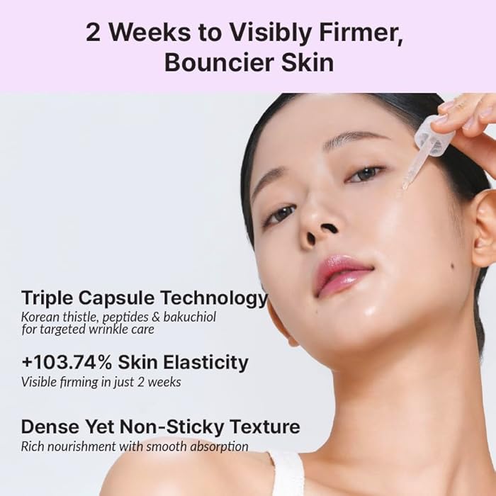 RETURNU The Firm Ampoule, Anti-Aging Face Serum with Peptides, Bakuchiol & Korean Thistle, Firm & Lift, Wrinkle Care, Reduce Facial Puffiness, Vegan Korean Skincare (30ml / 1.01 fl. oz) - Image 3