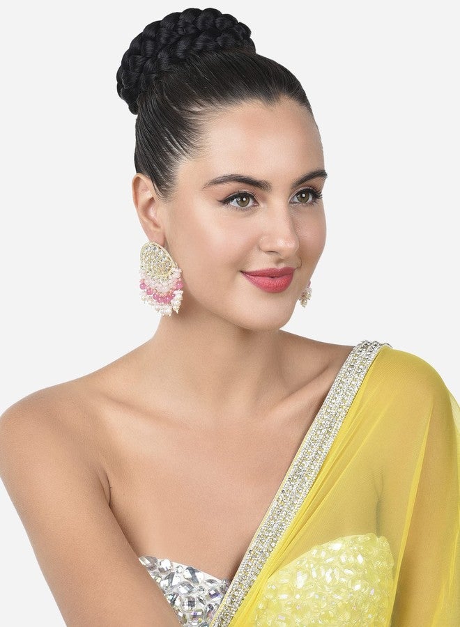 Zaveri Pearls Pink Cluster Beaded Ethnic Kundan Drops Earring For Women-ZPFK15187 - Image 5