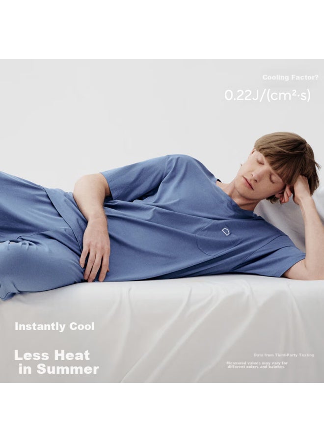 Bananain Cotton 506s Modal Pajamas For Men, Summer Short-sleeve Shorts, Silk-like Cool And Lightweight Breathable Home Wear Set - Image 2