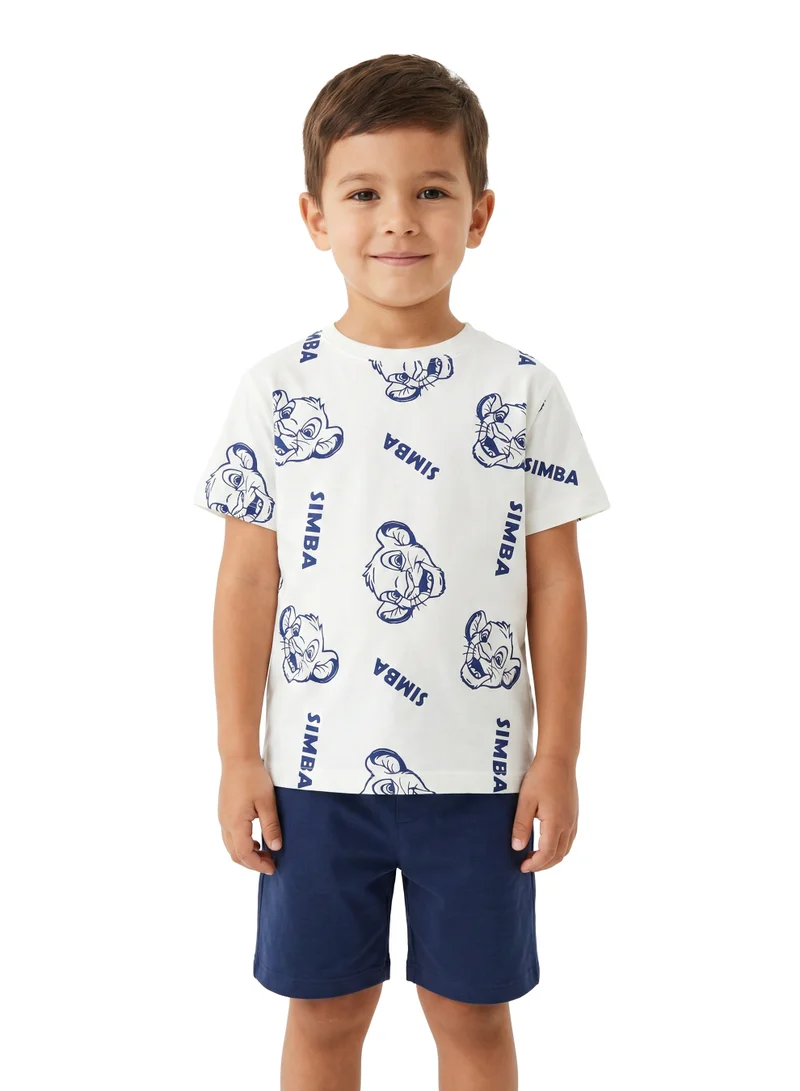 Disney Disney The Lion King Simba All-Over Print Oversized Drop Shoulder T-Shirt for Boys| Character Graphic Casual Crew Neck Tee