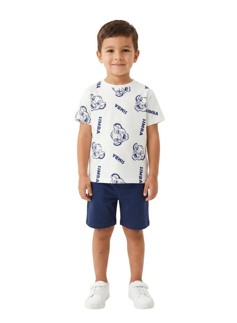 Disney Disney The Lion King Simba All-Over Print Oversized Drop Shoulder T-Shirt for Boys| Character Graphic Casual Crew Neck Tee